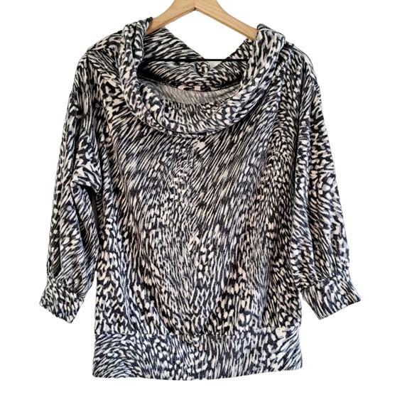 Willow Drive Cowl Neck Animal Print Fleece Top - Picture 5 of 7